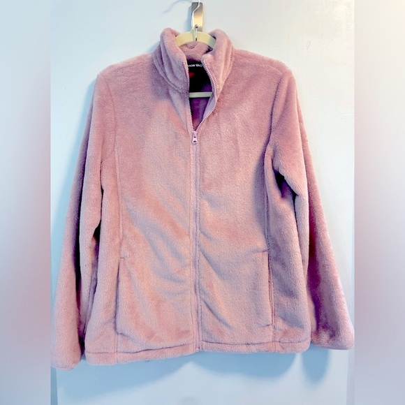 Lands' End Jackets & Blazers - Lands End, ladies medium dusty rose fuzzy cozy warm full zip highneck sweatshirt